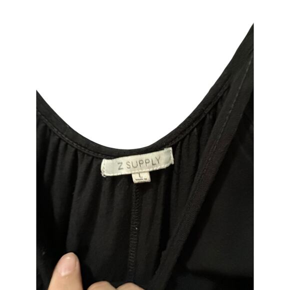 Z Supply Women's Black Scoop Neck Cropped Length Flared Jumpsuit Size Large - Picture 8 of 9